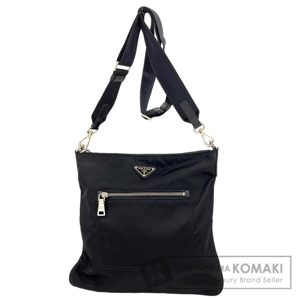 Prada Tessuto shoulder bag iconic triangular enamel logo plate Black